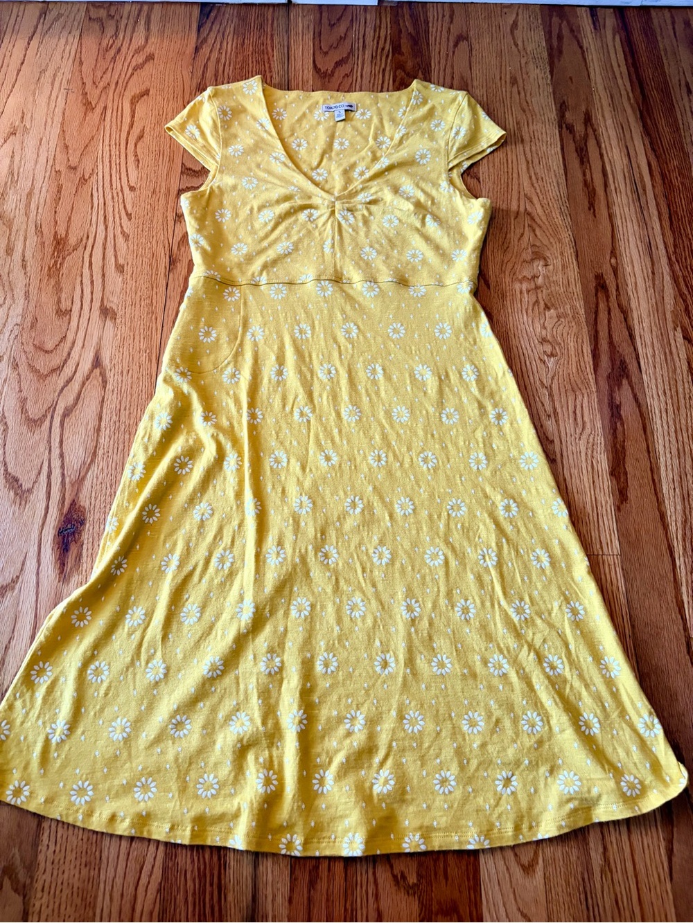 Toad&Co Yellow Floral Twist-Front Midi Dress